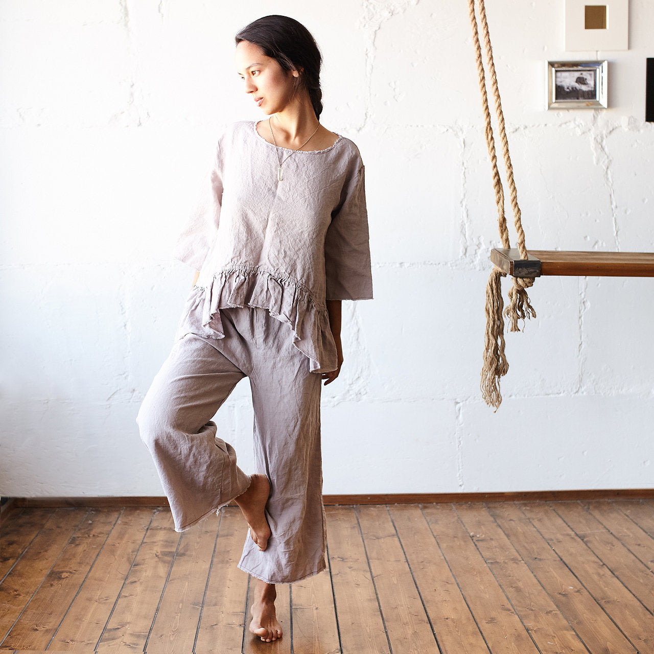 Handmade Linen Culottes: Raw Edge Wide Leg Pants