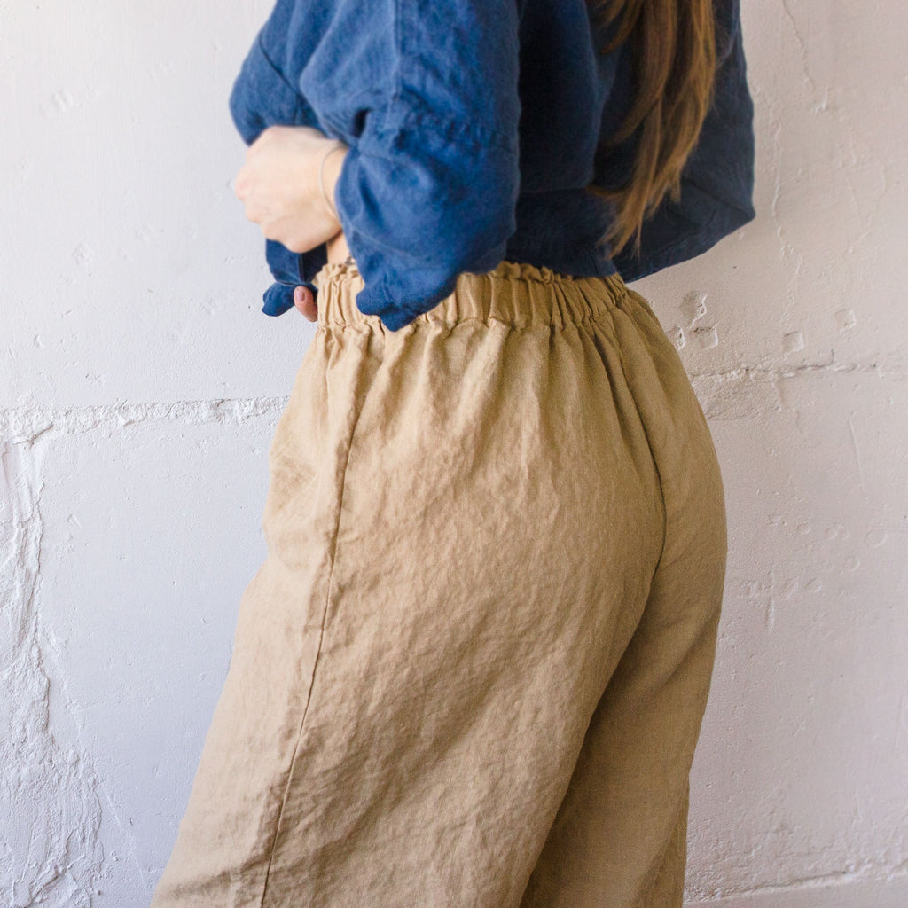 Handmade Linen Culottes: Raw Edge Wide Leg Pants