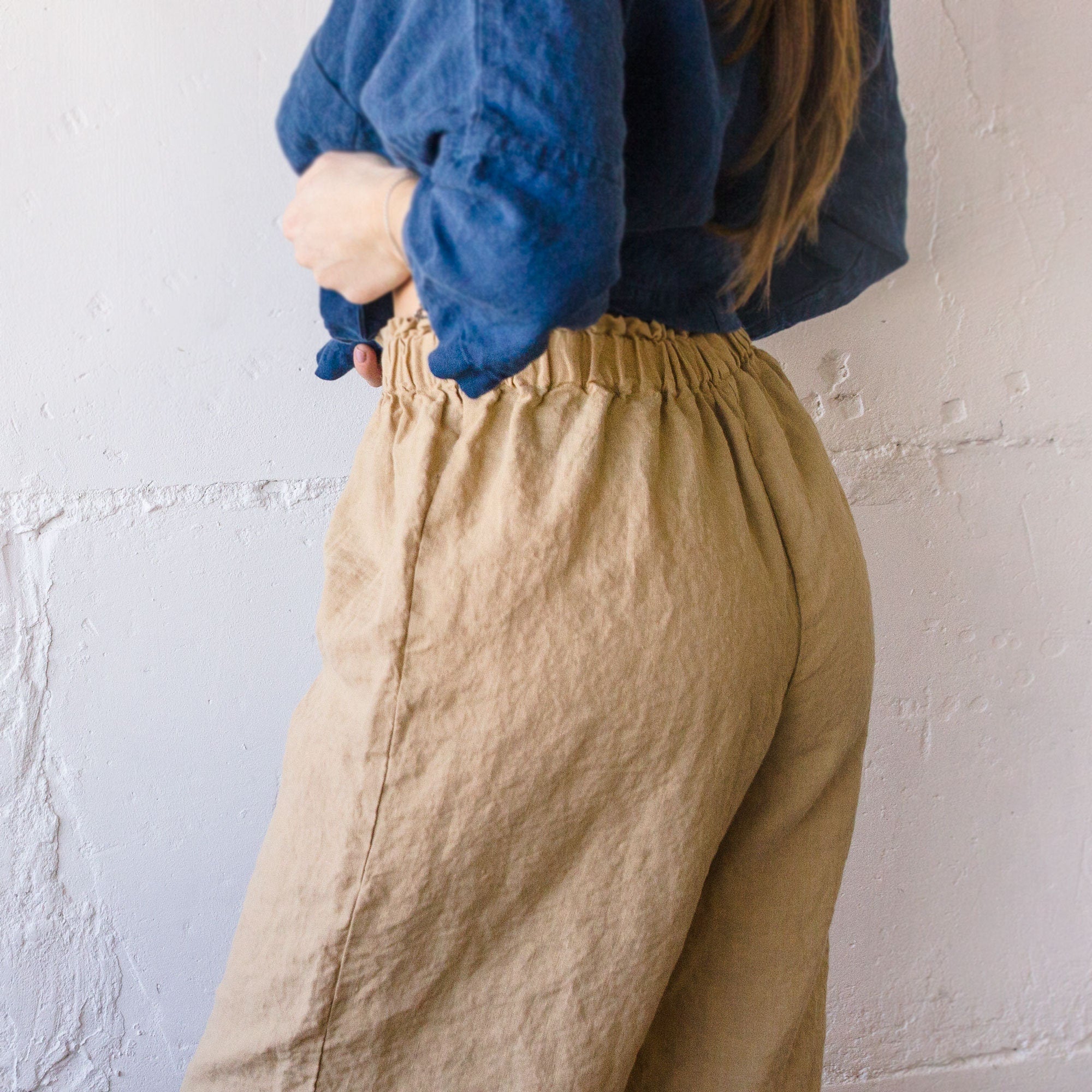 Handmade Linen Culottes: Raw Edge Wide Leg Pants
