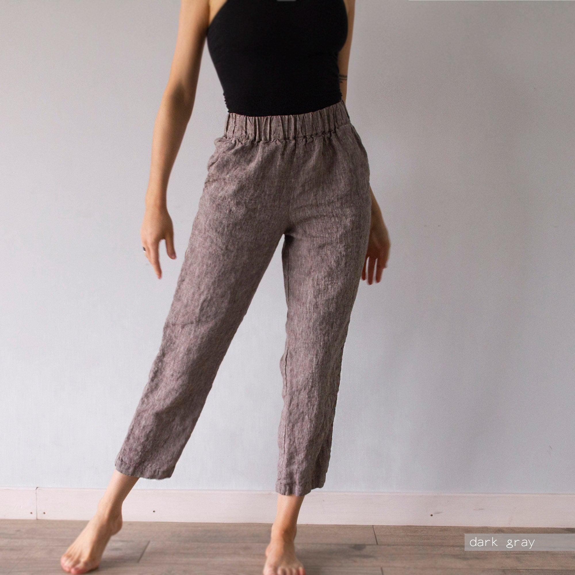 Handmade Linen Pants: Striped Wide Leg Trousers
