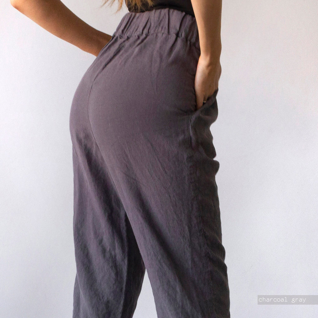 Handmade Linen Pants: Striped Wide Leg Trousers