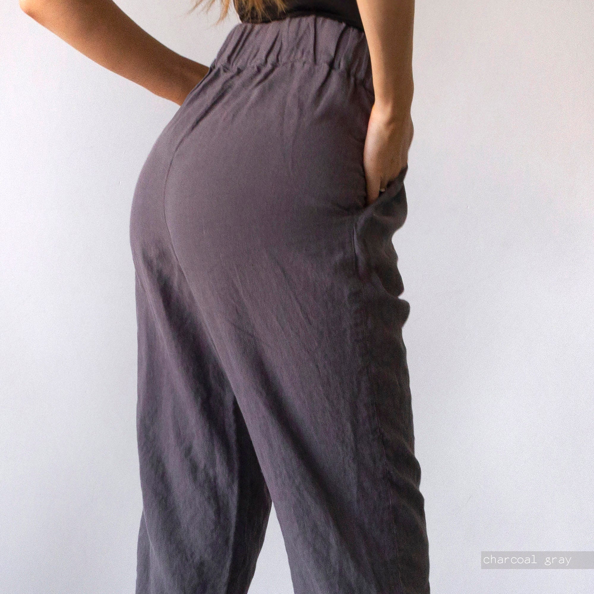 Handmade Linen Pants: Striped Wide Leg Trousers