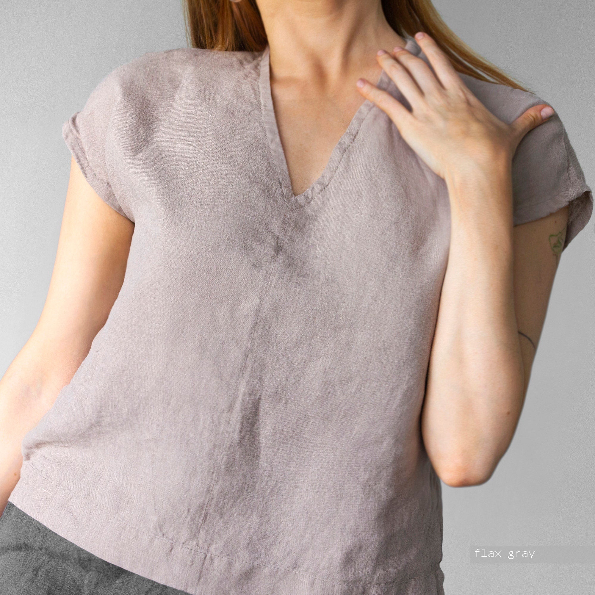 Sleeveless Linen Top: V-Neck Organic Fabric