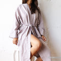 Linen Kimono Robe: Mid-Calf Wrap Dress, Organic Fabric