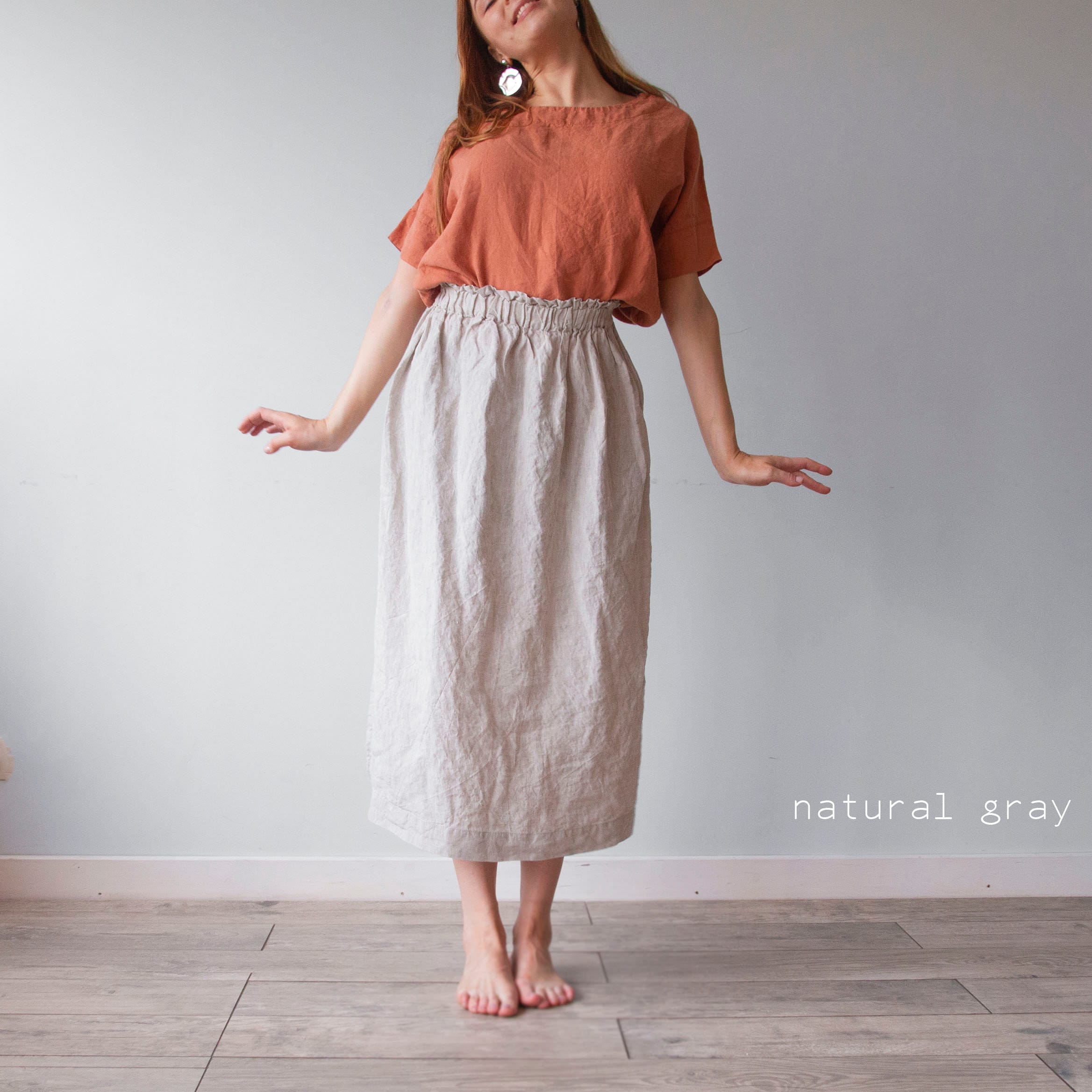 Full Linen Skirt: Handmade Organic A-Line Maxi Skirt
