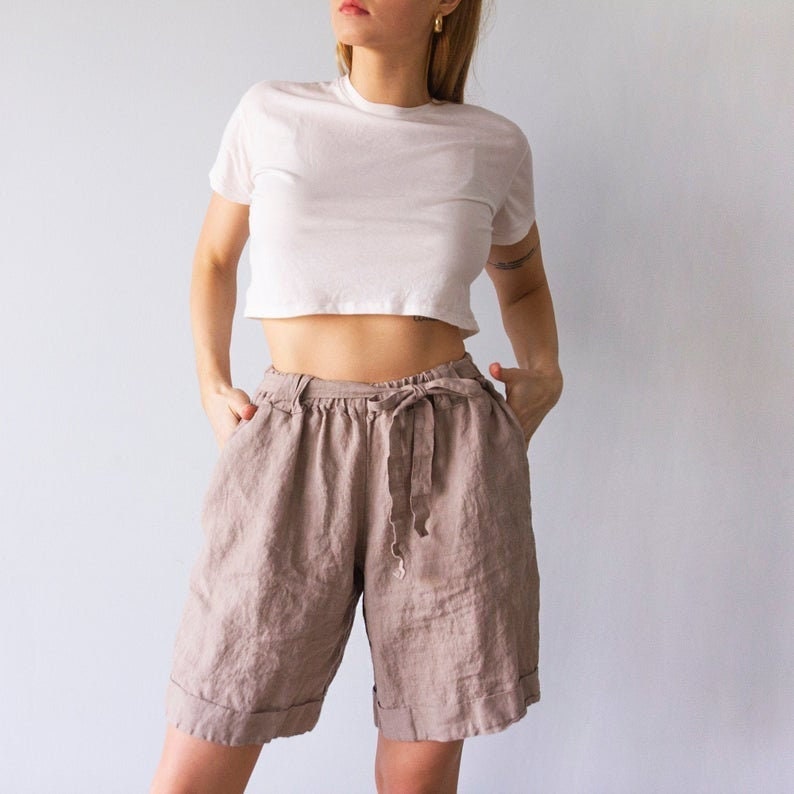 Handmade Linen Shorts Women: Organic Cotton, Relaxed Fit