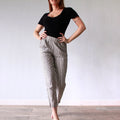 Handmade Linen Pants: Striped Wide Leg Trousers
