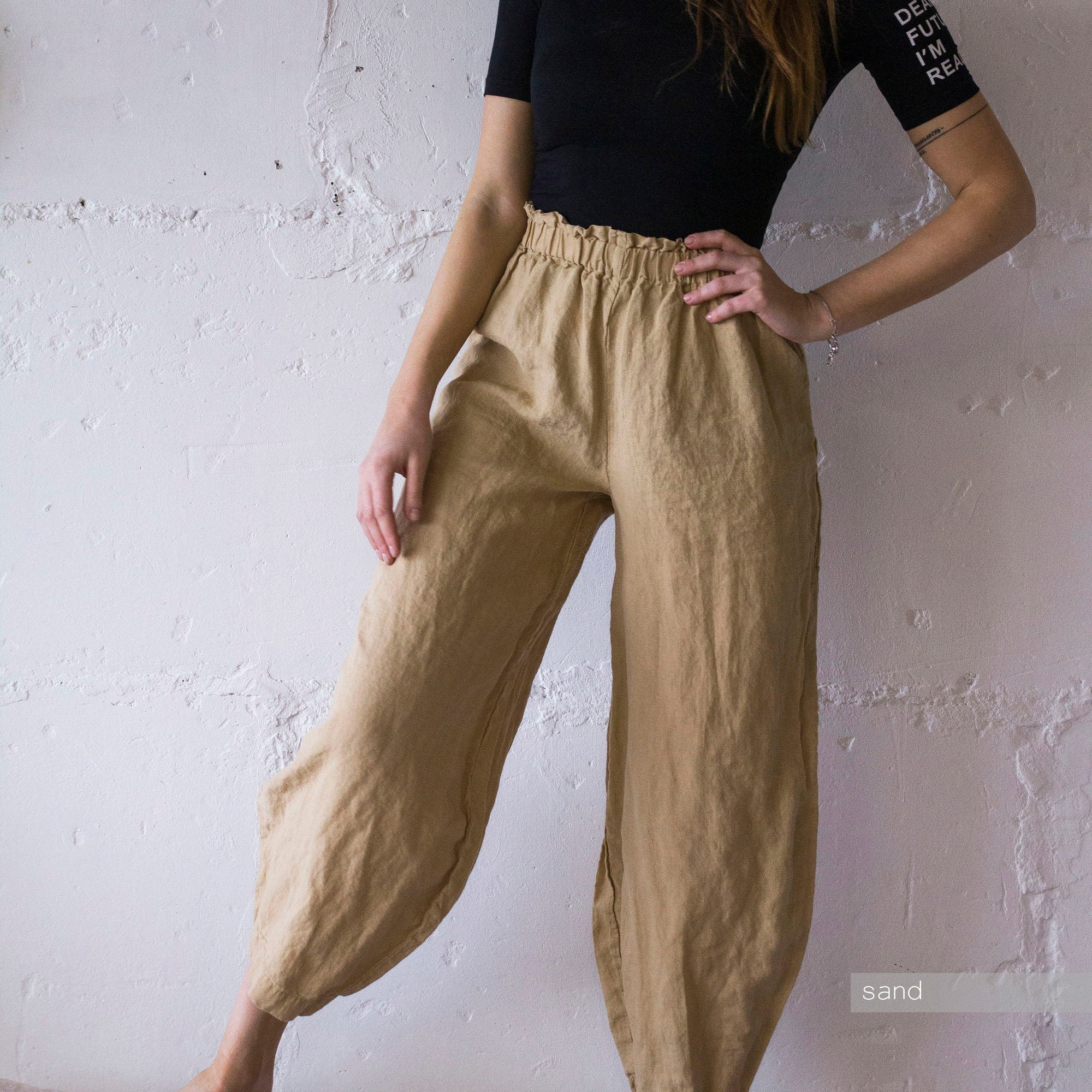 Linen Harem Pants: Unisex Baggy Yoga Pants