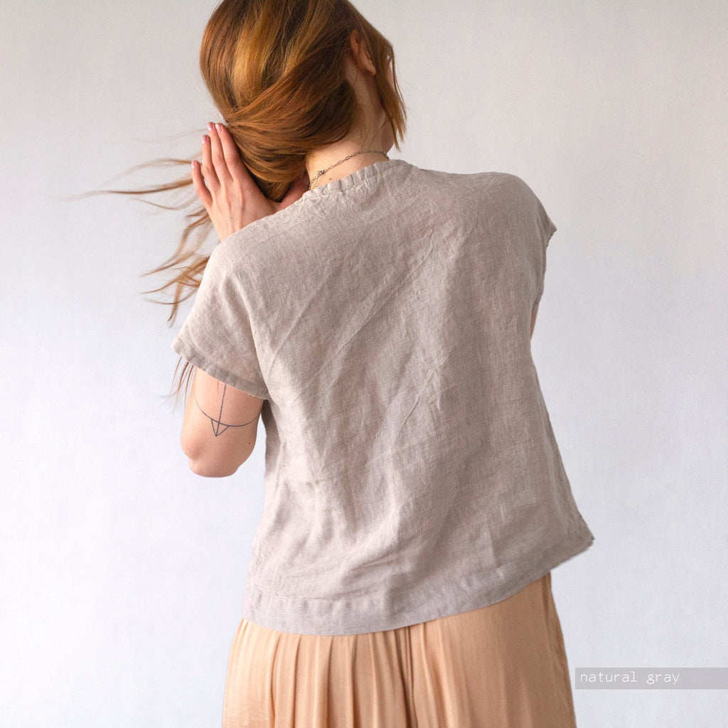 Sleeveless Linen Top: V-Neck Organic Fabric