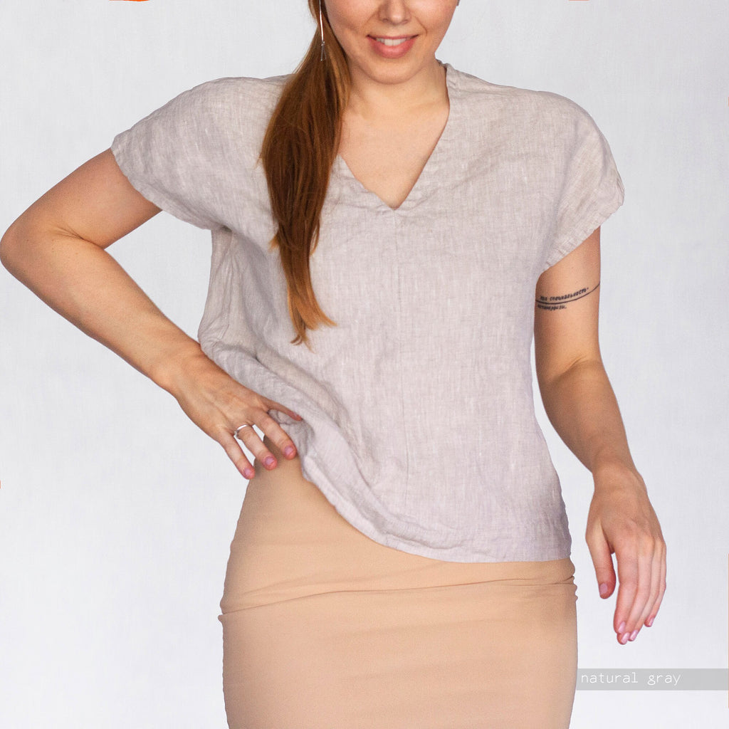 Sleeveless Linen Top: V-Neck Organic Fabric