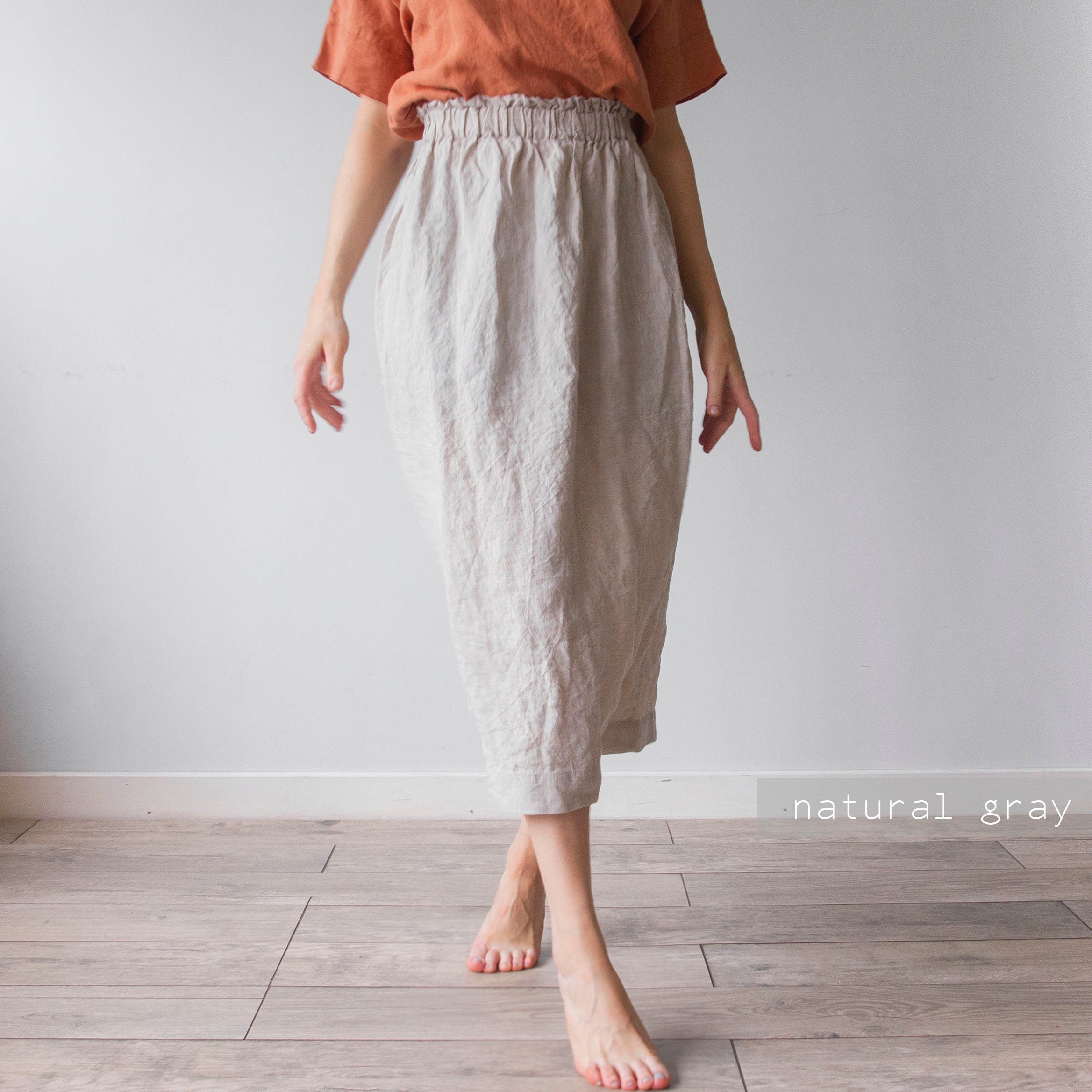 Full Linen Skirt: Handmade Organic A-Line Maxi Skirt