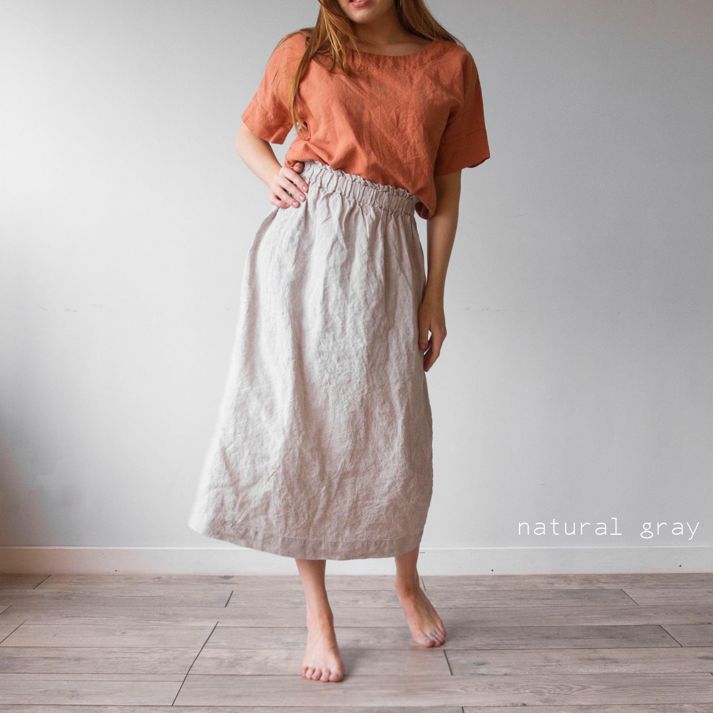 Full Linen Skirt: Handmade Organic A-Line Maxi Skirt