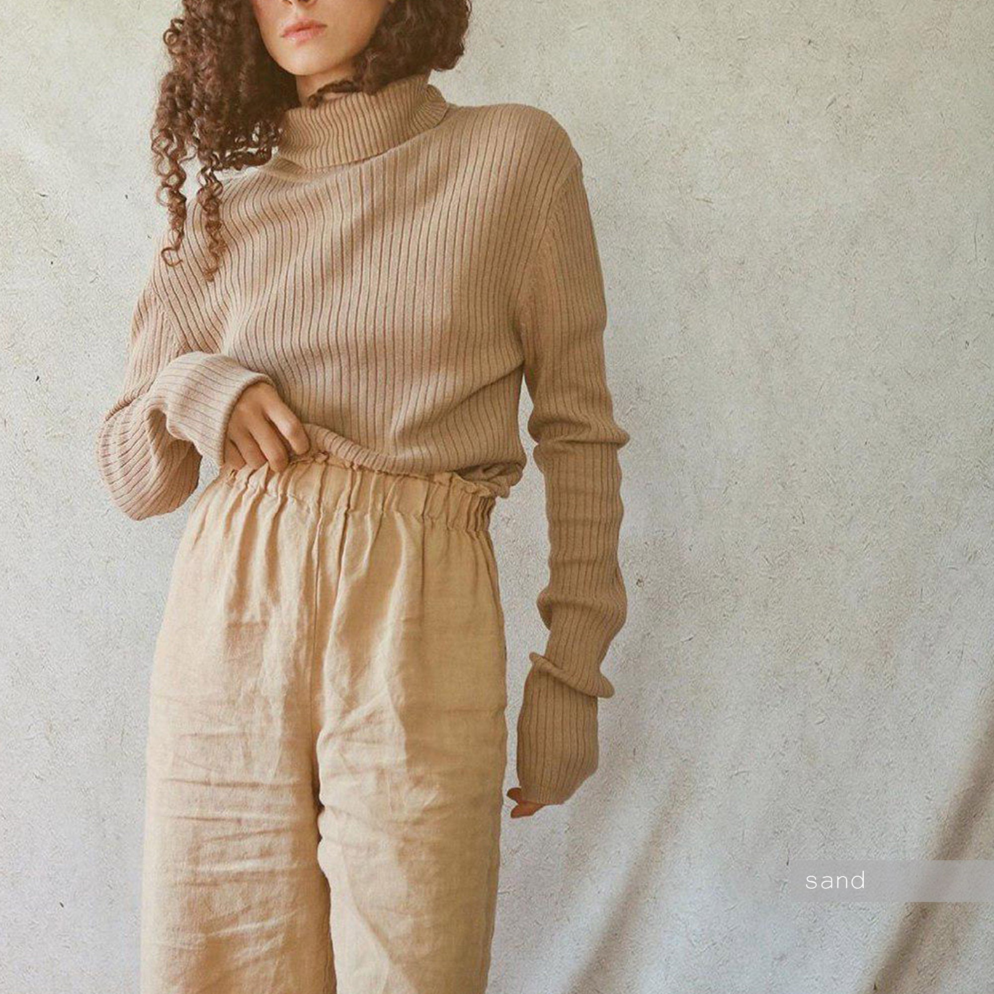 Handmade Linen Gaucho Pants: Relaxed Fit Culottes with Raw Edges