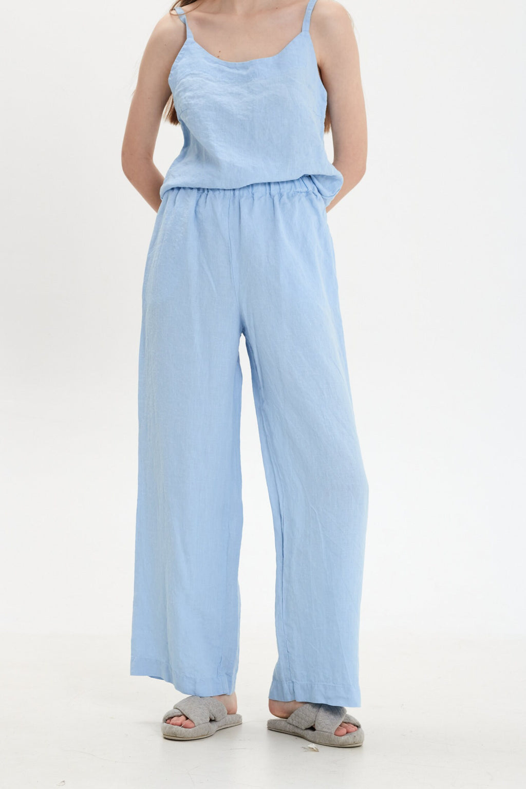 Linen Pajama Set Women: Organic Robe, Top & Bottoms