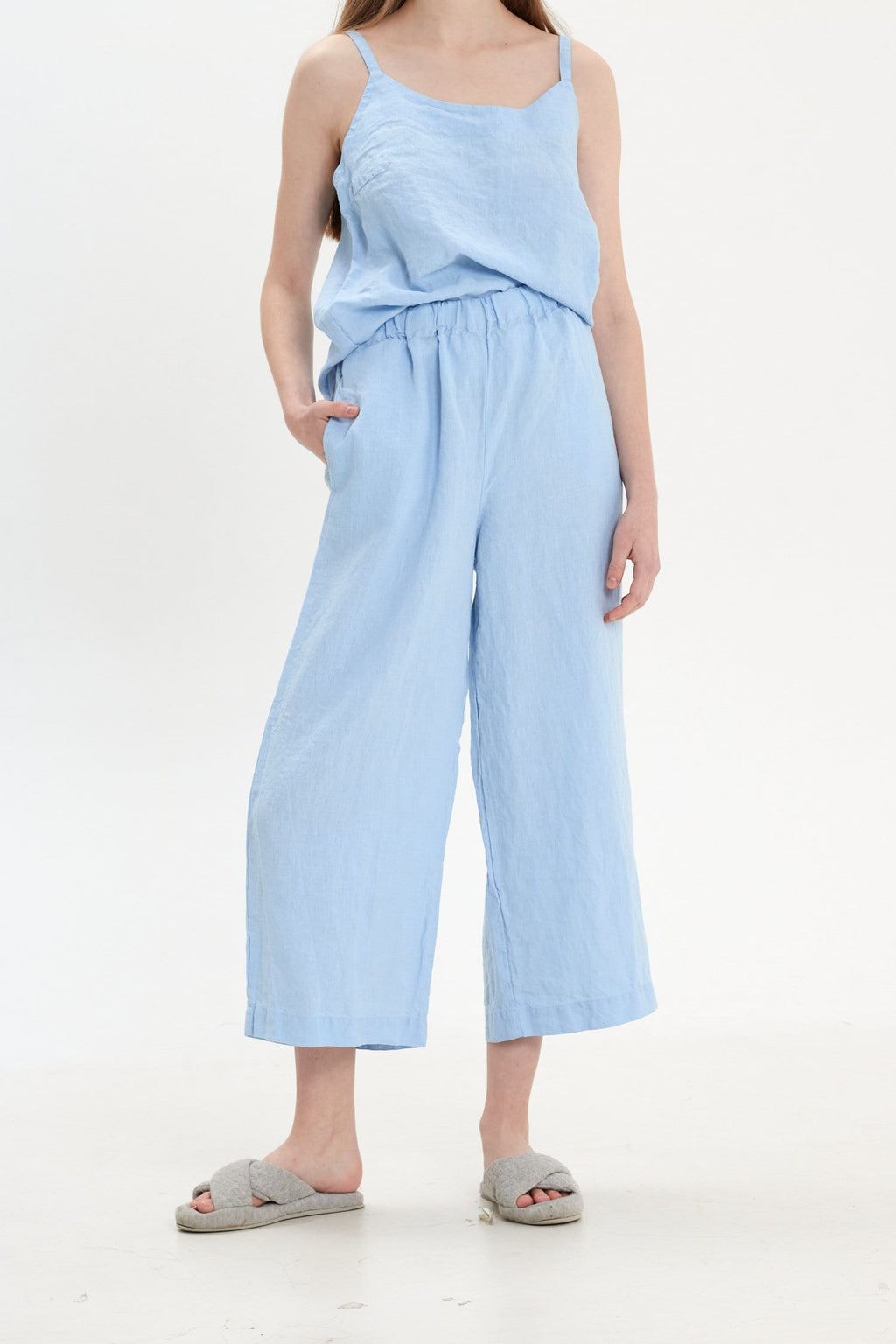 Linen Pajama Set Women: Organic Robe, Top & Bottoms