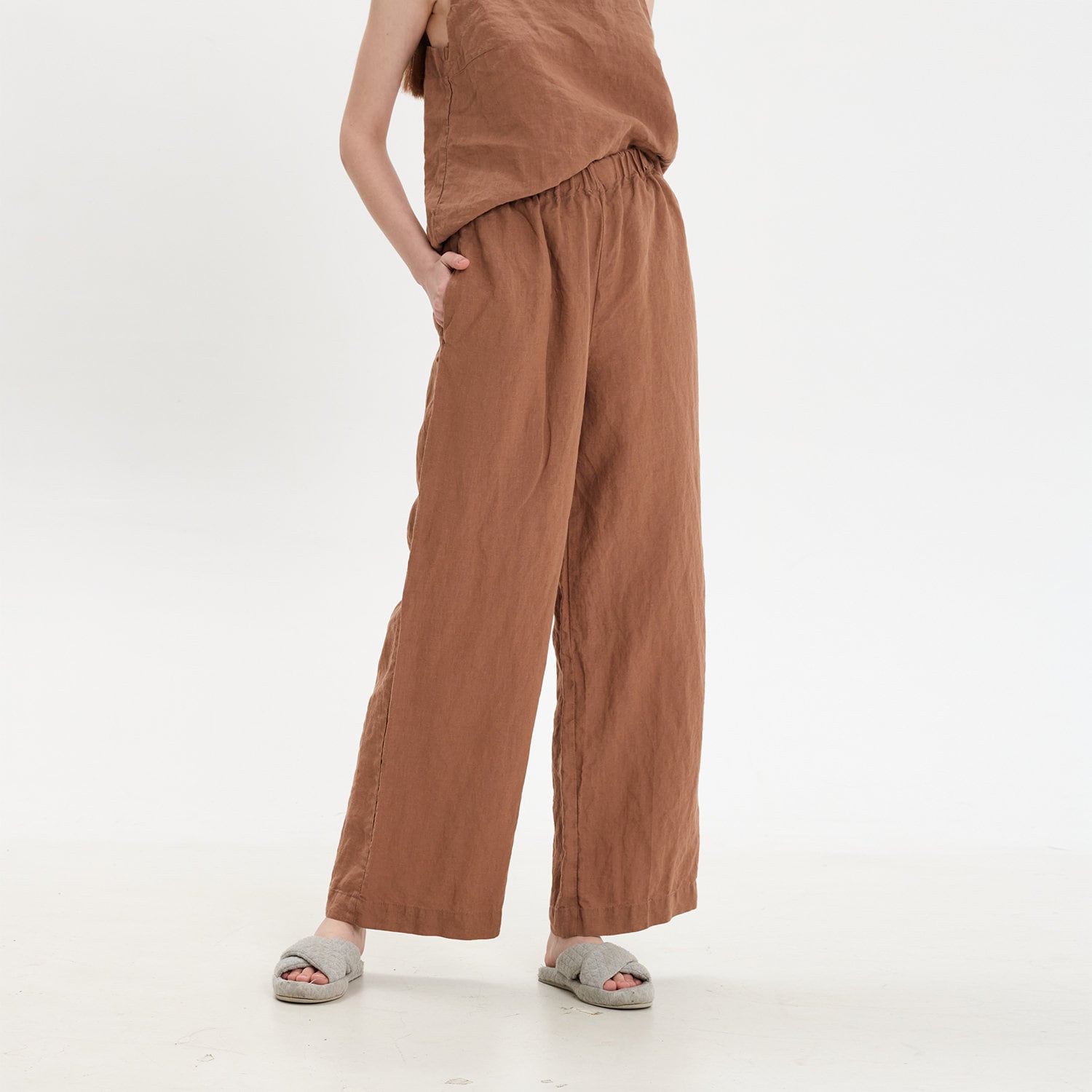 Linen Pajama Set Women: Organic Robe, Top & Bottoms