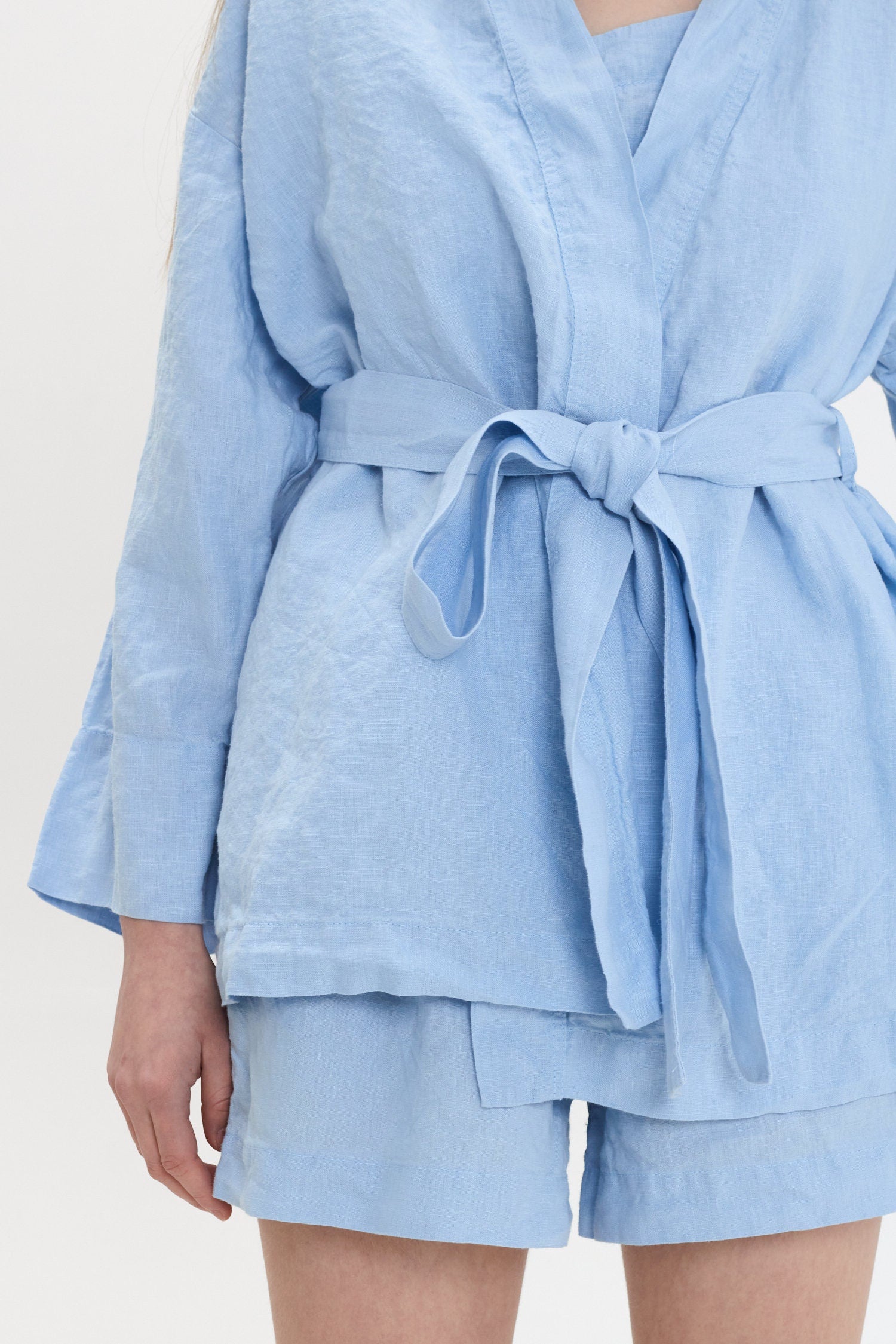 Linen Pajama Set Women: Organic Robe, Top & Bottoms