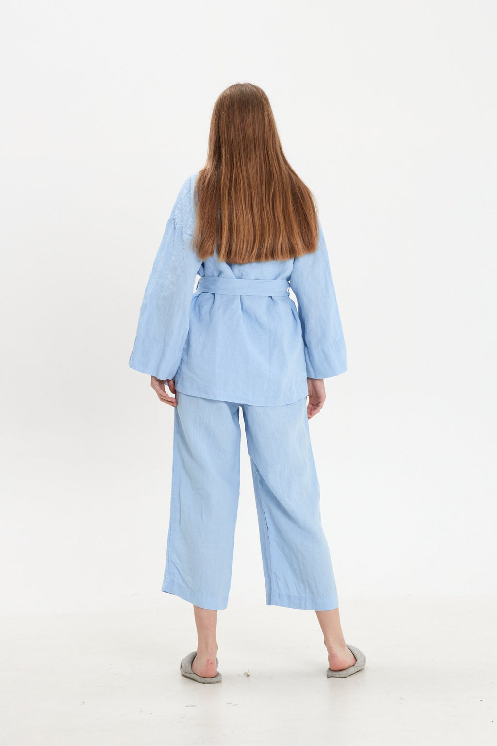 Linen Pajama Set Women: Organic Robe, Top & Bottoms