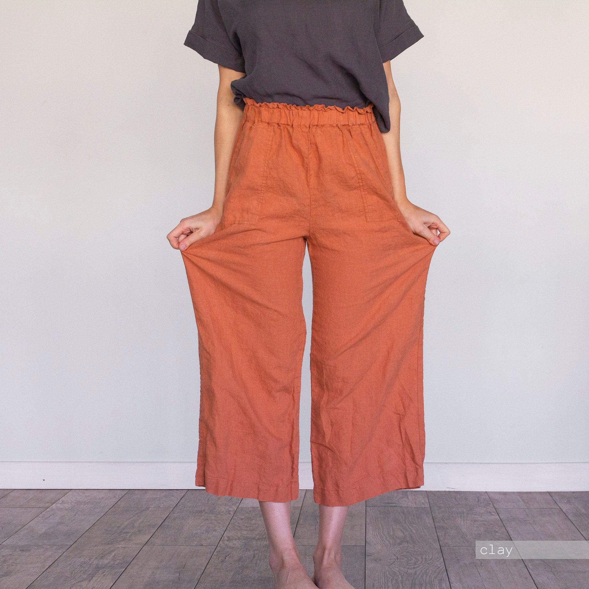 Linen Culottes: Handmade Relaxed Fit Pants with Pockets