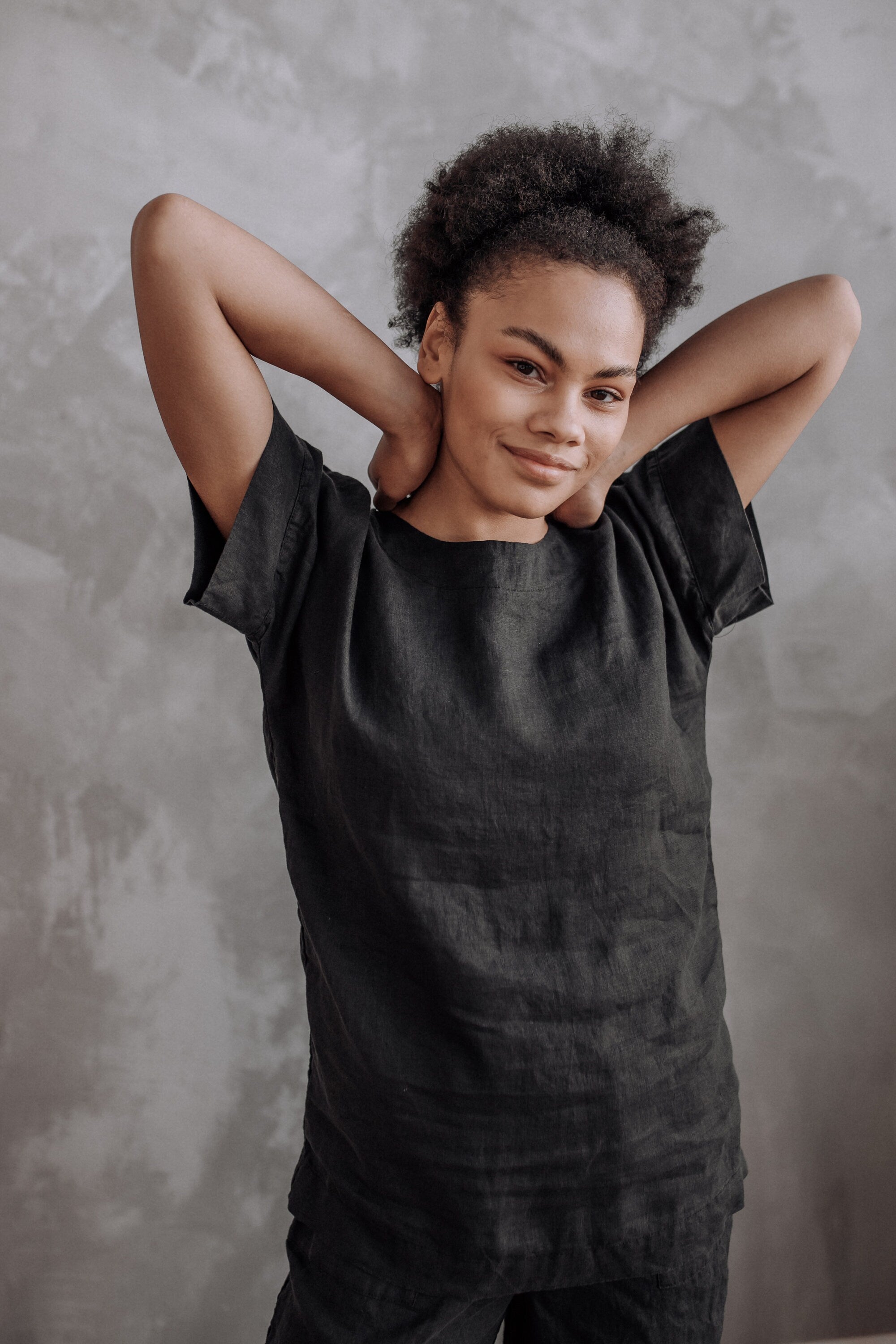 Linen Capri Set: Relaxed Fit Shirt & Elastic Waist Pants