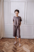 Linen Pajama Set: Women's Cropped Pants & Short Sleeve Tee